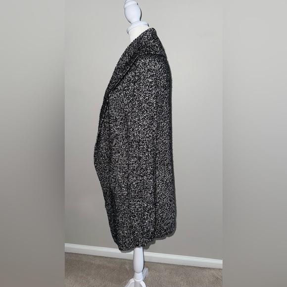 Isaac Mizrahi Black and White Marled Open Cardigan. Mid-Length w Belt Loops - Picture 2 of 7